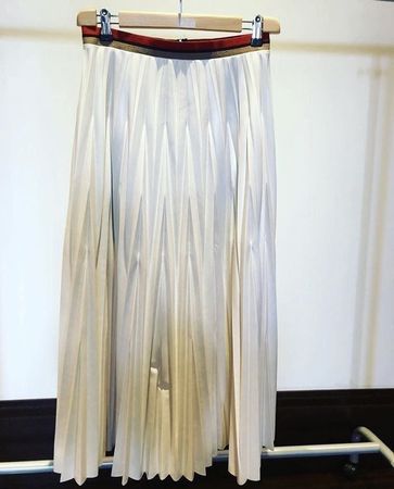 Vegan leather pleated midi skirt