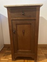 Antiker Nachttisch mit Marmorplatte, 1 Schublade & Fach