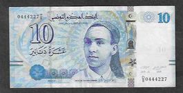 Tunisie  10  Dinars  Gebraucht  schön
