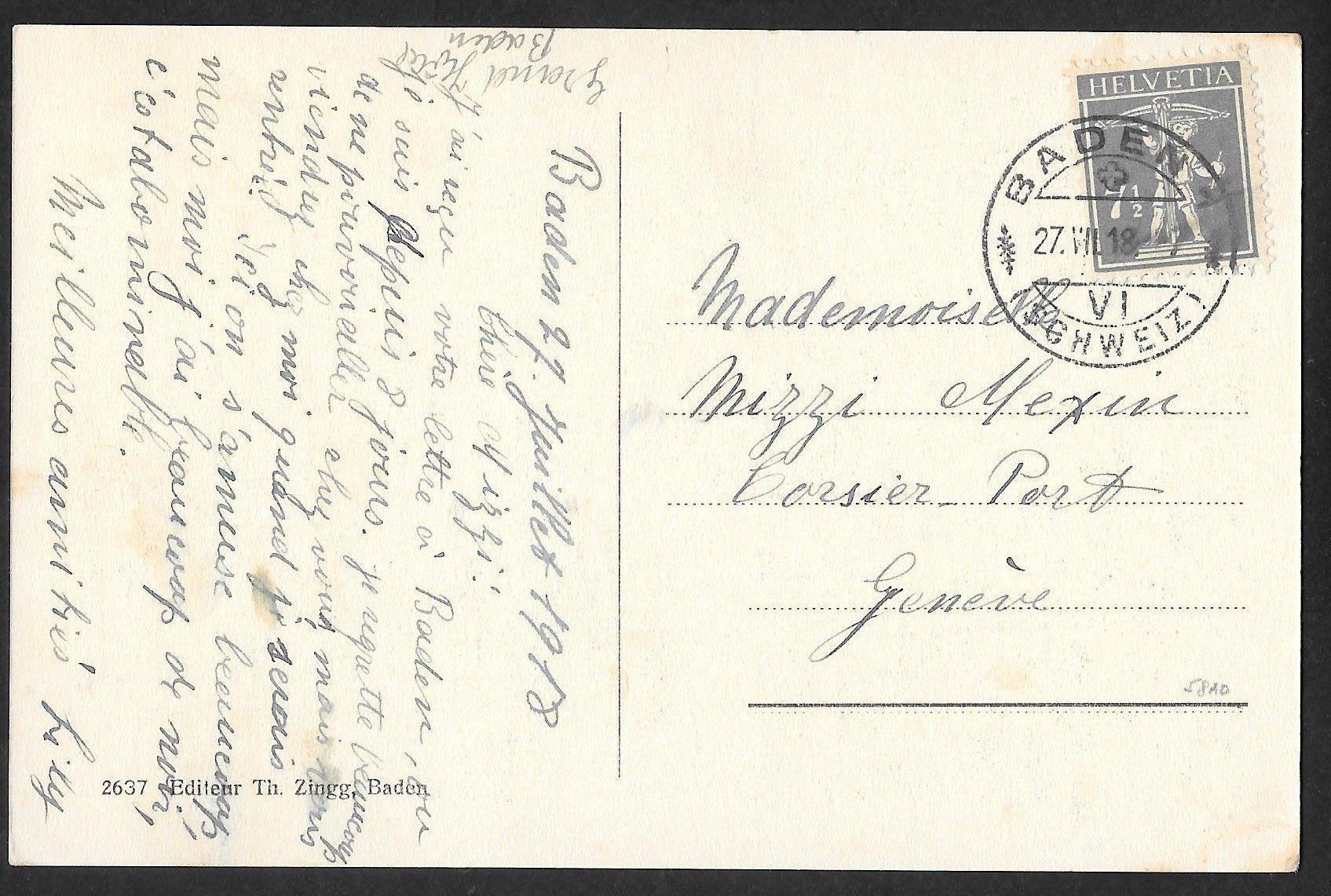 Cartoline postali: Baden Blick von der Wettinger-Brücke – Usato da Olten venduto da clotaldi 1
