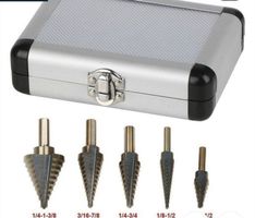 5 Pcs. Stufenbohrer SET mit BOX ALU Koffer !NEU Fräser!