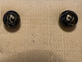 Silber 925 Ohrstecker mit Rosenmuster schwarz gestempelt neu