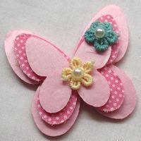 Applique 3 tons PAPILLON fleur ROSE 6cm
