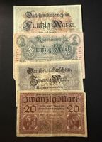 4 Reichsbanknoten, Kaiserreich, 1. WK, Deutsches Reich
