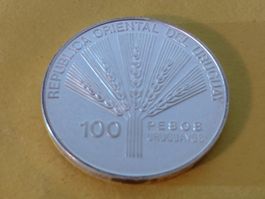Uruguay 100 Pesos "50 Jahre FAO" 1995 Silber **Kl. Auflage**