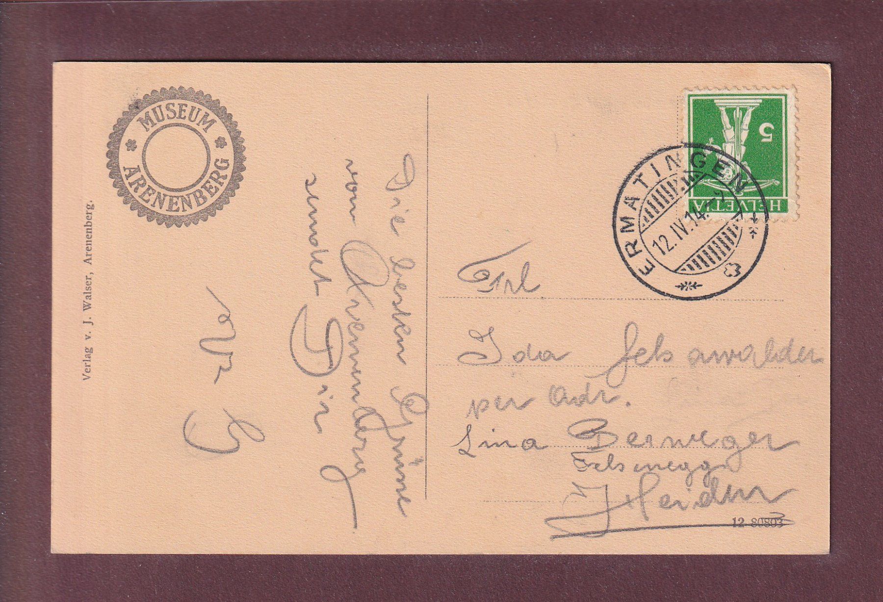 Cartes postales: ARENENBERG mit Reichenau - 1914 – D'occasion à Pully par nicecards 1