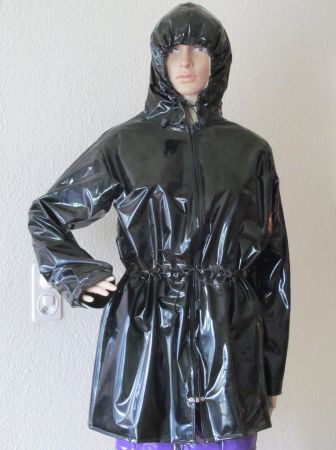 NEU schwarzer Lackmantel Regenmantel Parka von PuL Gr. M