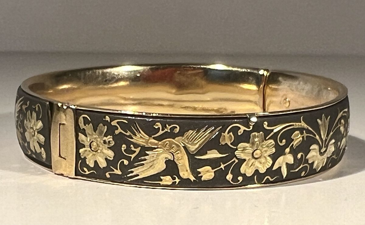 Bracelet Ancien En Argent émaillé Style Art Nouveau - Fleurs, Début 1900, Pièce Unique