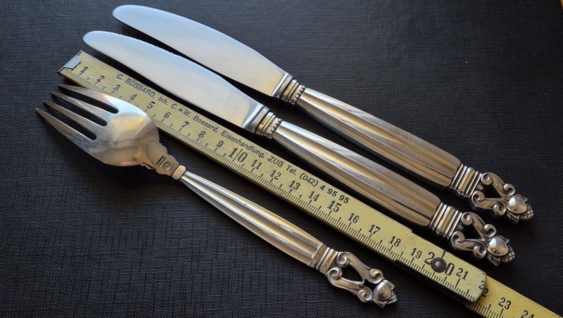 Jensen Set di posate: Georg Jensen Messer & Gabel (Silber 925) – Usato da Zürich venduto da brinkosos 5