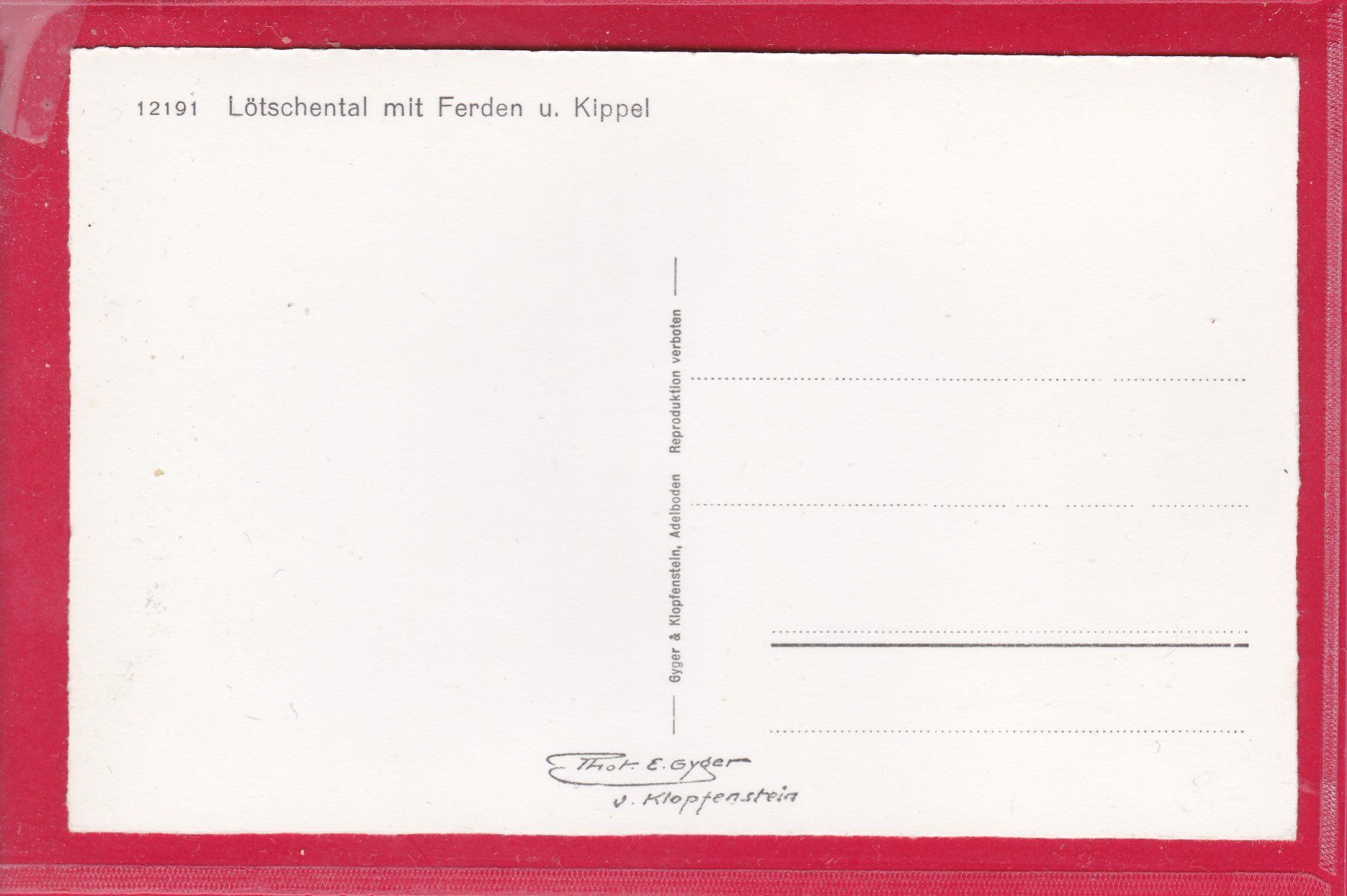 Cartoline postali: LÖTSCHENTAL MIT FERDEN UND KIPPEL – Usato da Oberrieden venduto da Gebirgsstelze 1