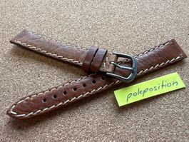 15mm Uhrenarmband Leder, braun, Vintage look