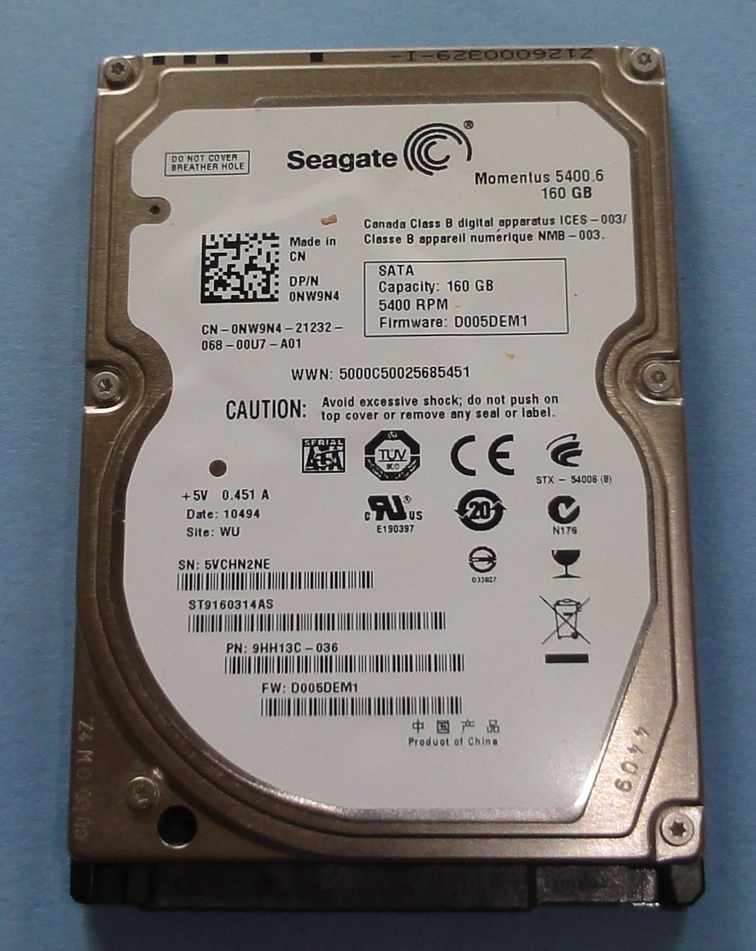 Dischi rigidi: Notebook Festplatte Seagate SCSI, 160GB, 2,5" – Usato da Waldenburg venduto da Rcparts