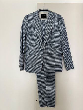 Massimo Dutti Sommeranzug (Wolle, blau/weiss, kariert, Gr38)