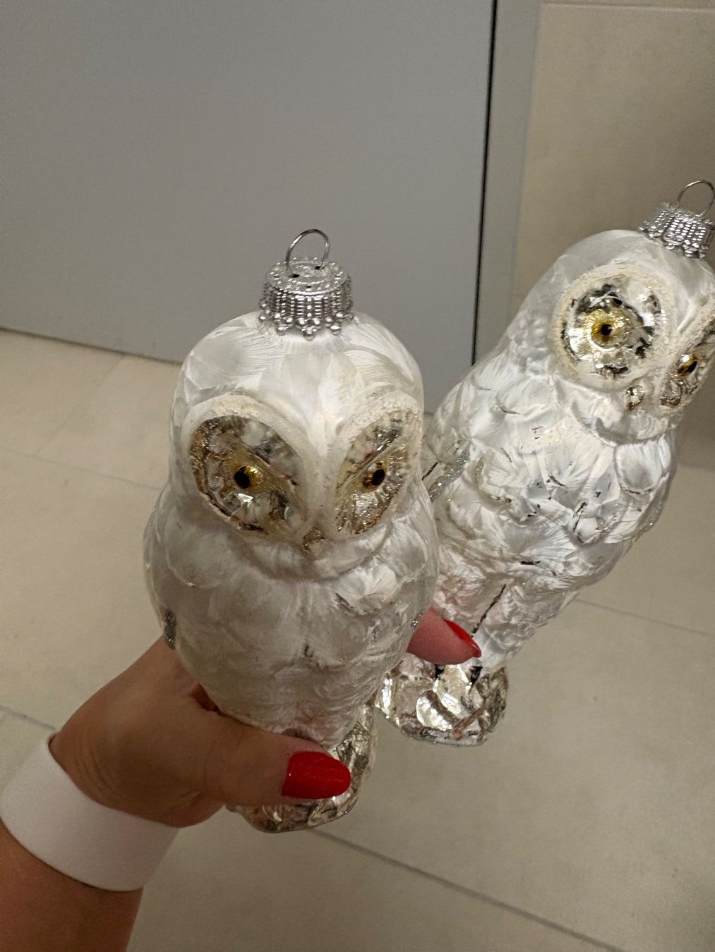 Tutte le decorazioni: Weihnachtsbaumschmuck Eulen Weiss 2er Set – Usato da Basel venduto da Tierschutz-Flohmi 3