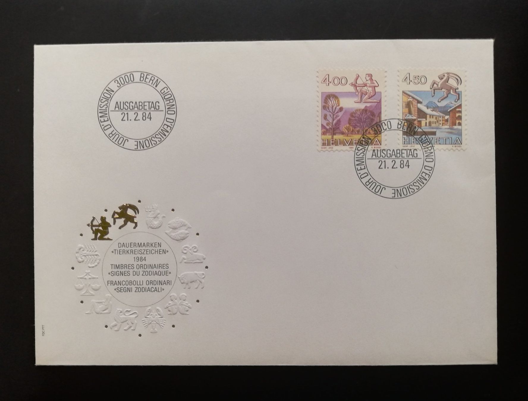 Tutti i francobolli: Schweiz FDC Tierkreiszeichen / Landschaften, 1984 – Usato da Gümligen venduto da Fairseriver