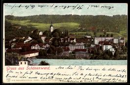 AK Schönenwerd, Ortsansicht mit Kirche und Fluss
