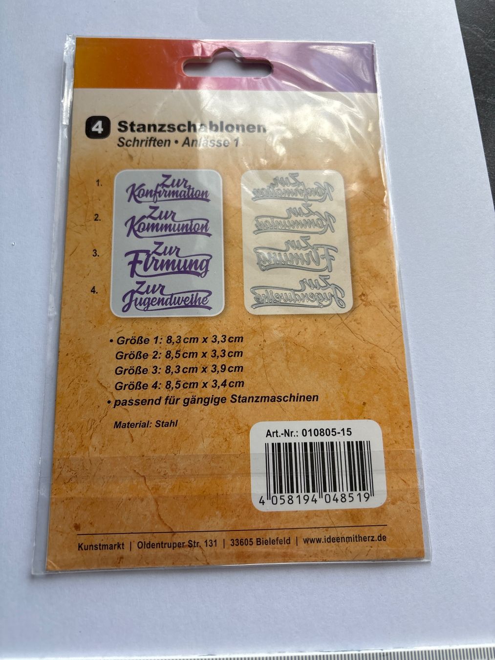 Schablonen: Stanzschablone Schriften – Neu und originalverpackt aus Amriswil von SCHLOSSGEISTLI 1
