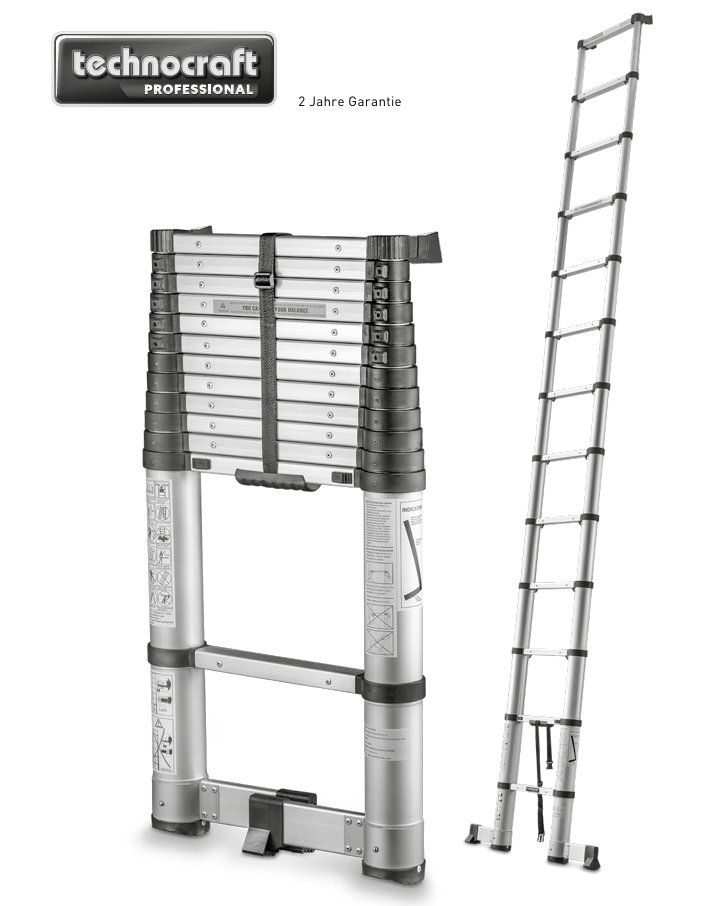 Scale: technocraft Sicherheits-Teleskop-Anstellleiter 3740 mm – Nuovo e nell'imballaggio originale da Koppigen venduto da Bracher_Mail-House 6