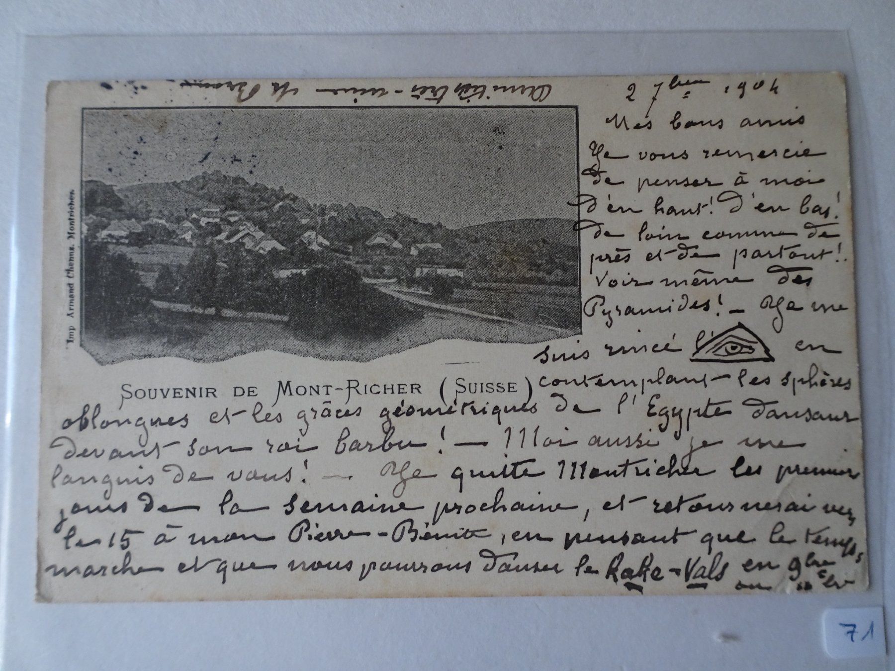 Ansichtskarten: AK Souvenir de Mont-Richer – Gebraucht aus Schönenwerd von schnitzunddrunter