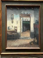 Ölgemälde Bauernhaus Interieur um 1940