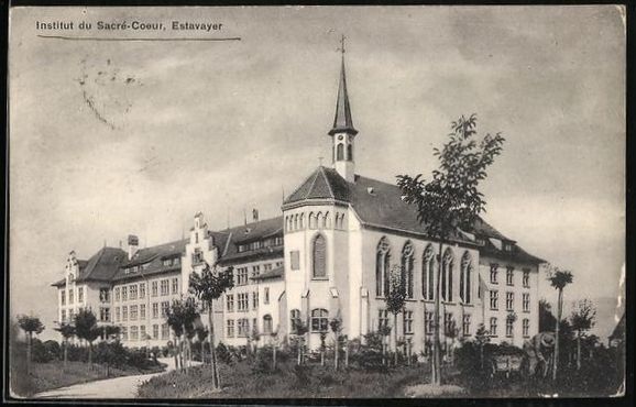 Cartoline postali: Estavayer, Institut du Sacré-Coeur mit  – Usato da Berlin venduto da bartko-reher