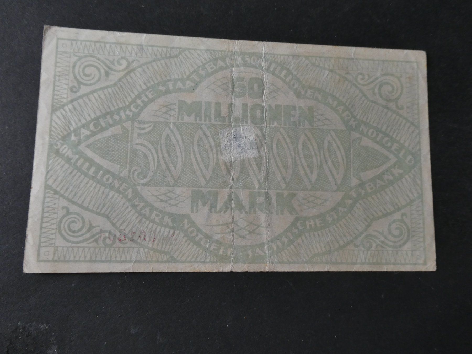 Banknoten: Sachsen 1923,  50 Millionen Mark – Gebraucht aus Hinterforst von Rohusri 1