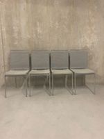 4er Set Moderne Esszimmerstühle, Stoff/Metall, grau, Stühle