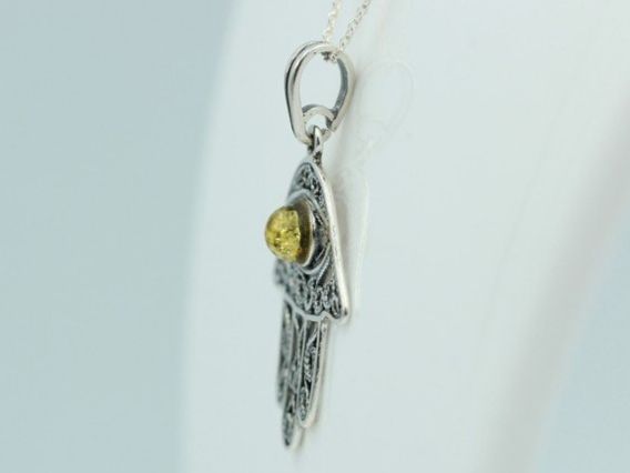 Ciondoli: Bernstein Hand der Fatima 925 Silber Collier Kette Bernstein – Nuovo e nell'imballaggio originale da Heiligkreuzsteinach venduto da schmucktime 8