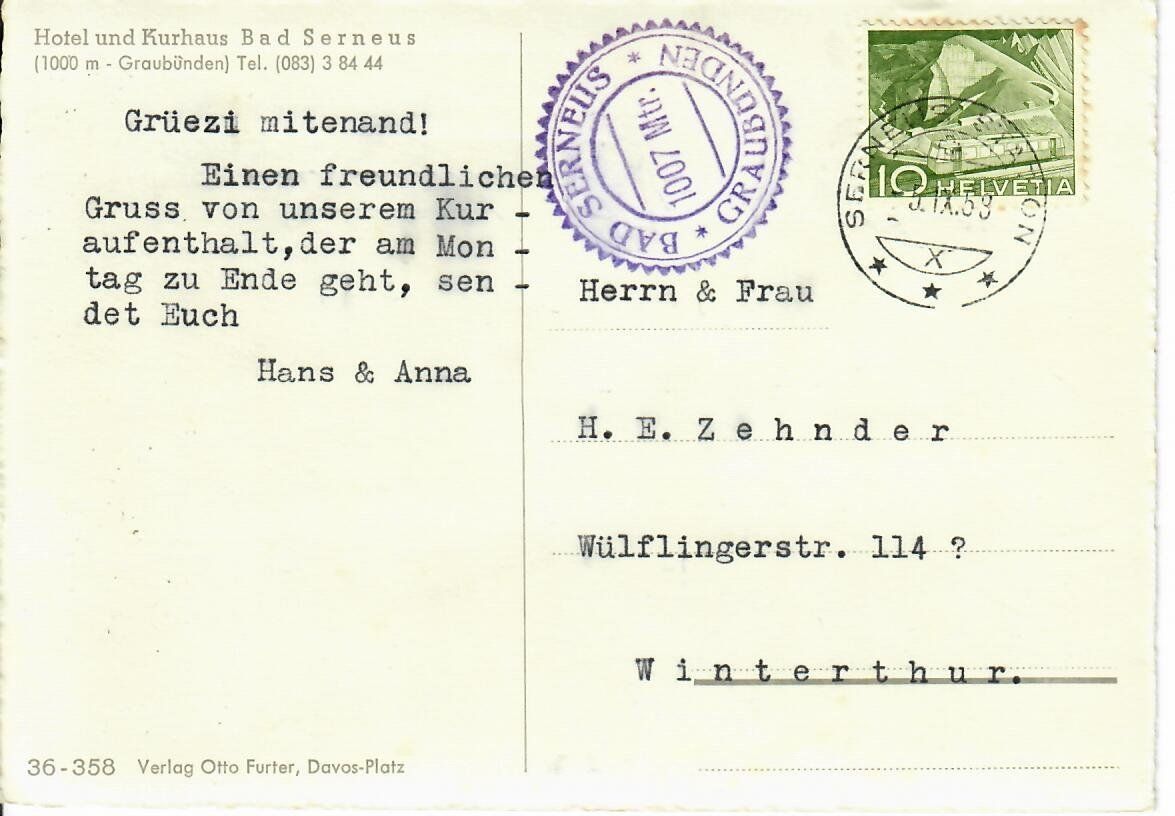 Cartoline postali: Hotel und Kurhaus Bad Serneus – Usato da Hochdorf venduto da Ziegel-16 1