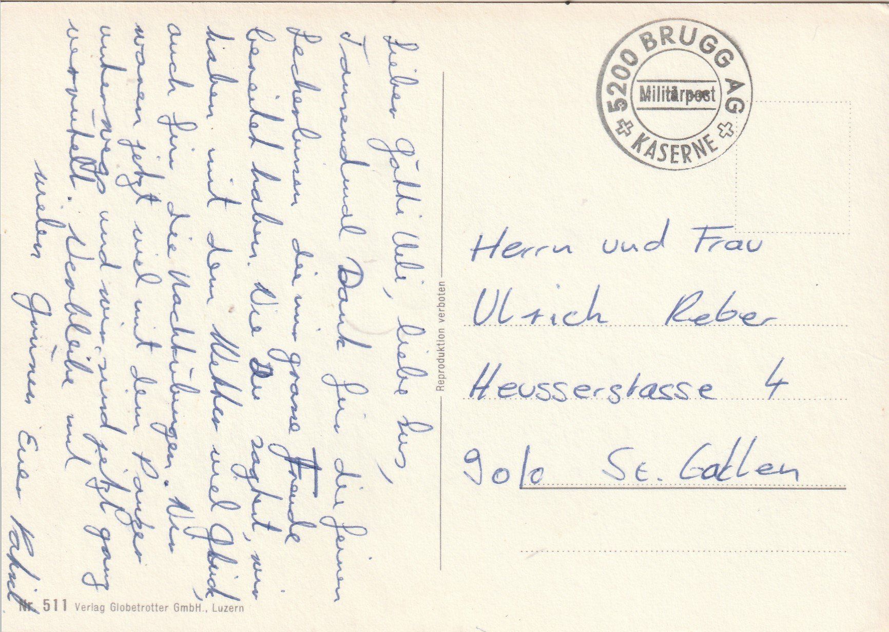 Cartoline postali: Schweiz-Militär- Brugg-Kaserne – Usato da uttwil venduto da Koehlerfred 1