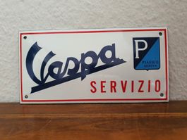 Emailschild Vespa Roller Servizio Logo Italy Emaille Schild