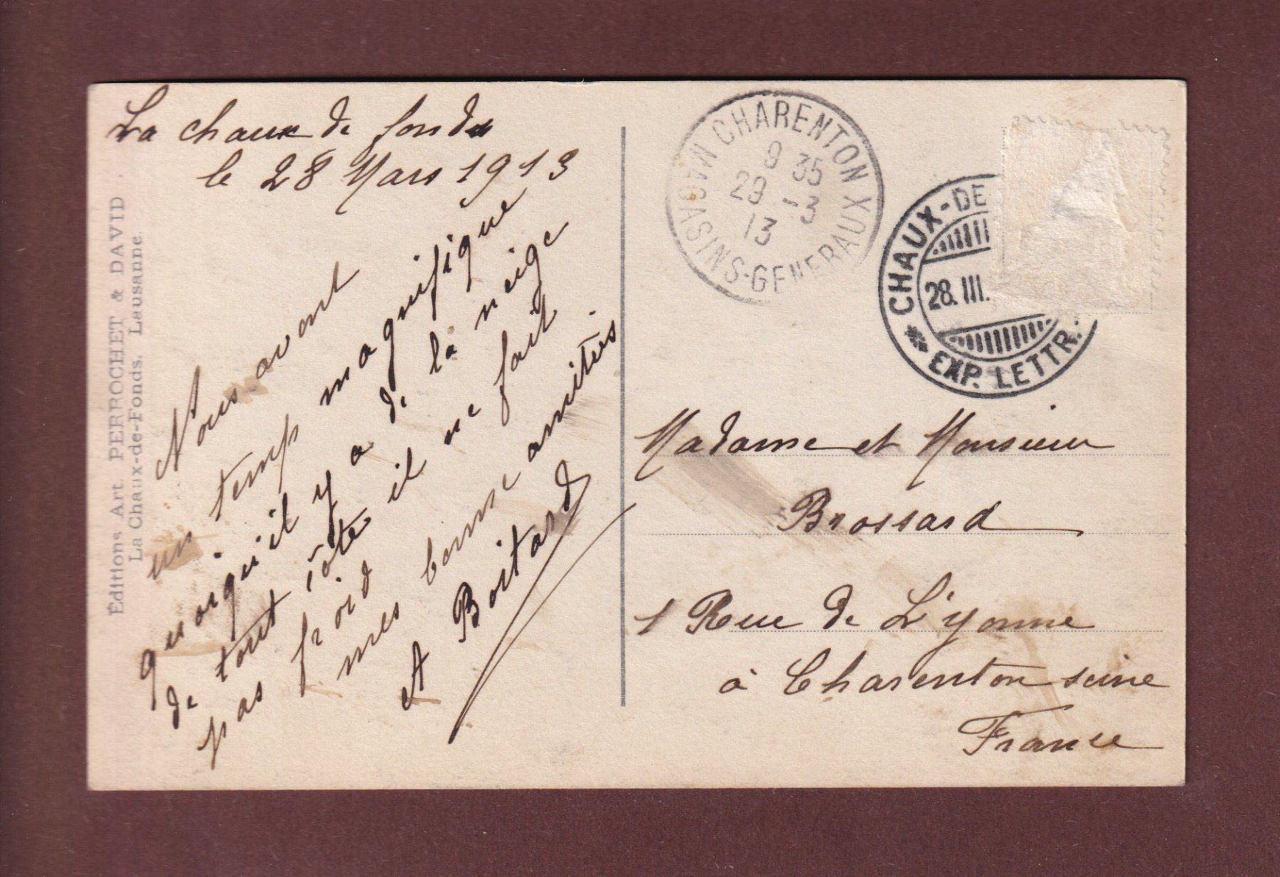 Cartes postales: COL DES ROCHES - 1913 – D'occasion à Pully par nicecards-shop 1
