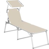 SONGMICS Gartenliege + Sonnendach beige