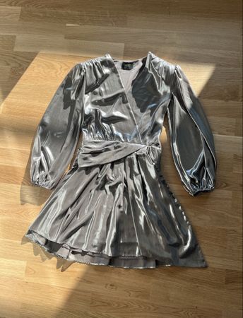 Kleid Liu Jo metallic silber langarm Grösse 38