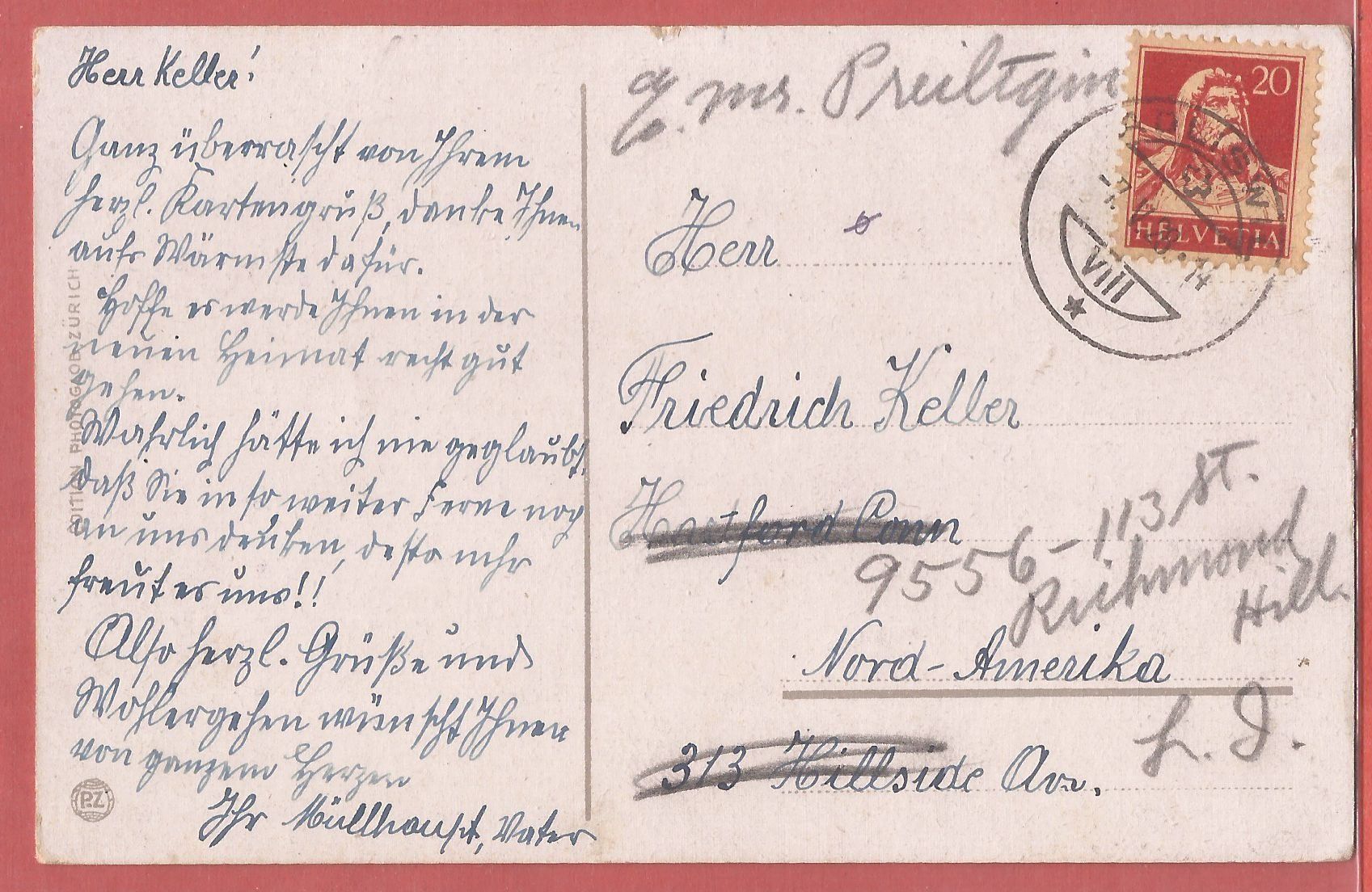 Cartoline postali: Adliswil - 1920 – Usato da Fislisbach venduto da Porano 1