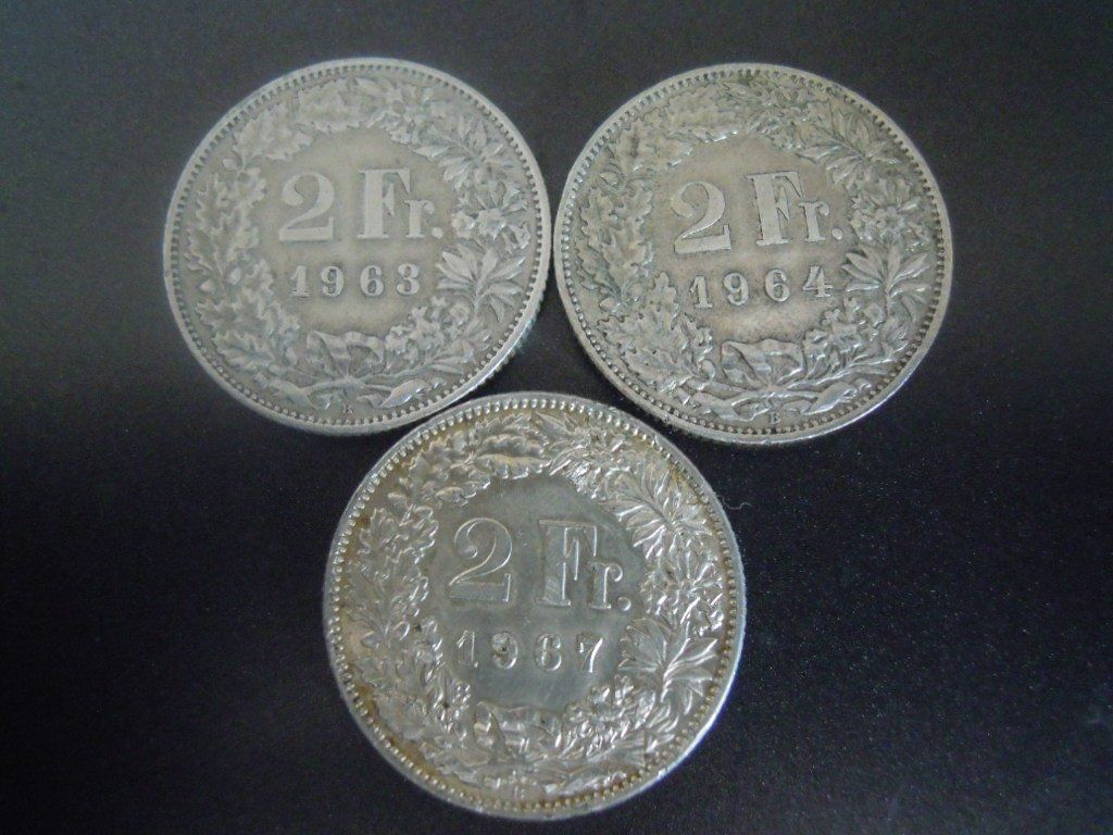 Tutti le monete: 3 x Silber-Zweifränkler – Usato da Landquart venduto da hennachebia