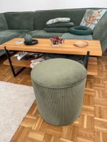 Hocker, grün, aus Cord, Durchmesser 42cm, Höhe 42cm