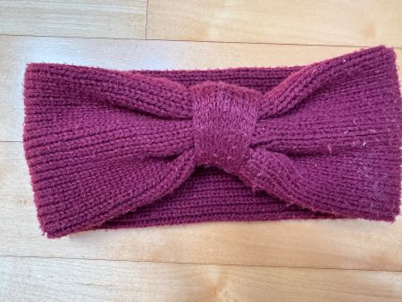Winter Stirnband Strick Damen Knoten Weinrot Kuschelig Warm