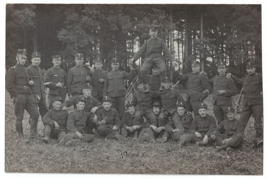 Cartoline postali: Soldatengruppe um 1910, verm. Bataillon 44 – Usato da Frauenfeld venduto da POML