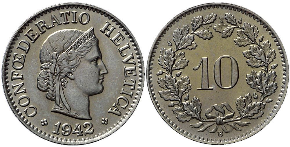 Tutti le monete: 10 Rappen 1942 – Usato da Chiasso venduto da Novamarketing