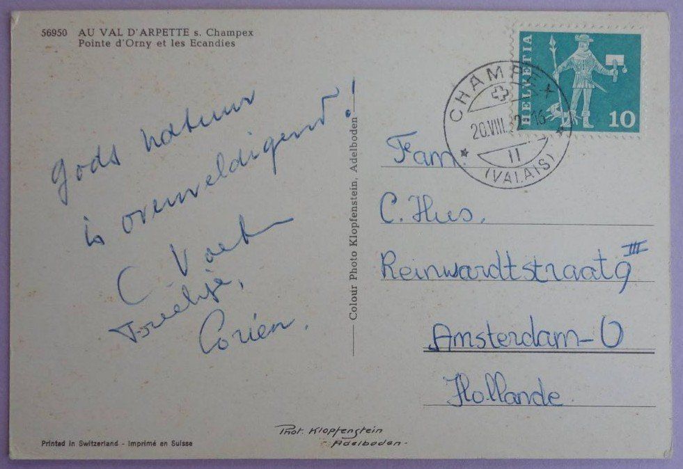 Cartoline postali: Val d' Arpette s. Champex – Usato da Fétigny venduto da Billy2miny 1