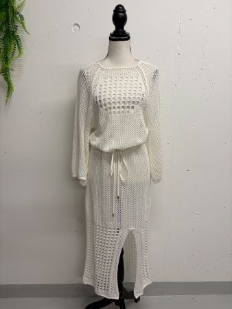 Strandkleid Häkelkleid weiss G. XS/ S mit Tunnelzug