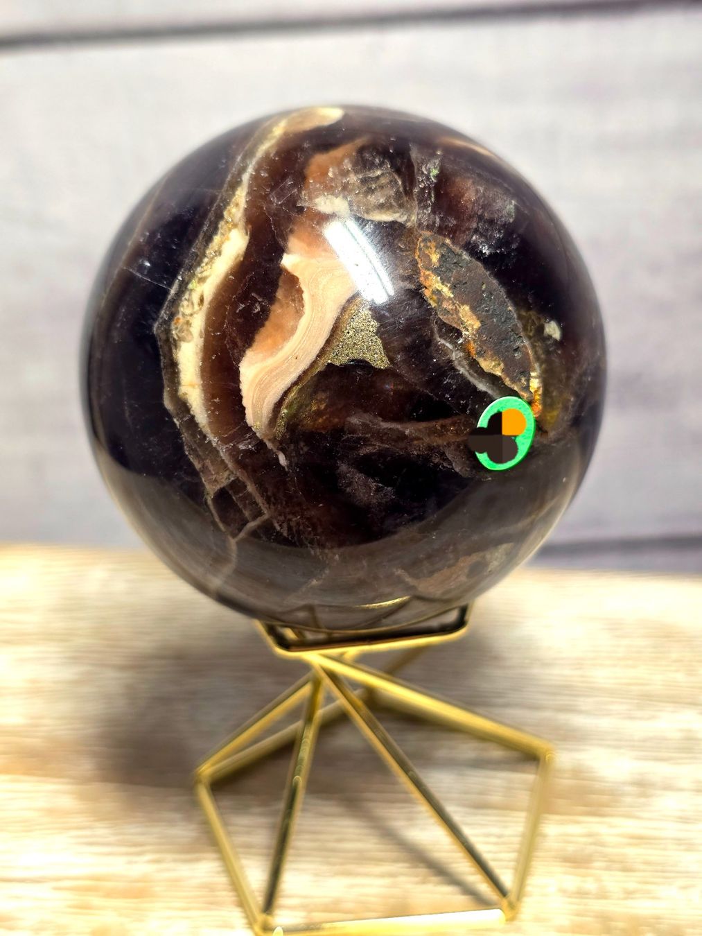 Minerali & Pietre curative: Fluorit mit Pyrit Kugel 66mm 475g – Nuovo e nell'imballaggio originale da Matzingen venduto da Shay_Crystalz 2