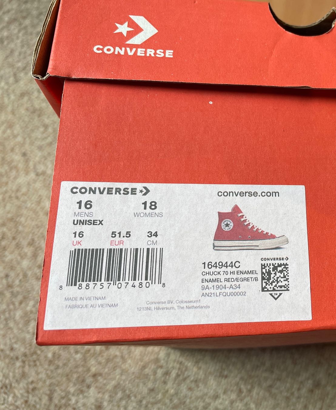 Converse Scarpe da uomo: Converse rot, Grösse 51.5, neu – Nuovo e nell'imballaggio originale da Gümligen venduto da soleil149 7