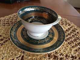 Sehr edle Espressotasse in dunkelgrün/gold Kronach Bavaria