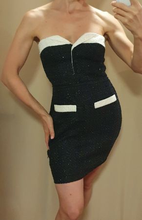 Kleid schwarz weiss elegant sexy Gr. XS/34