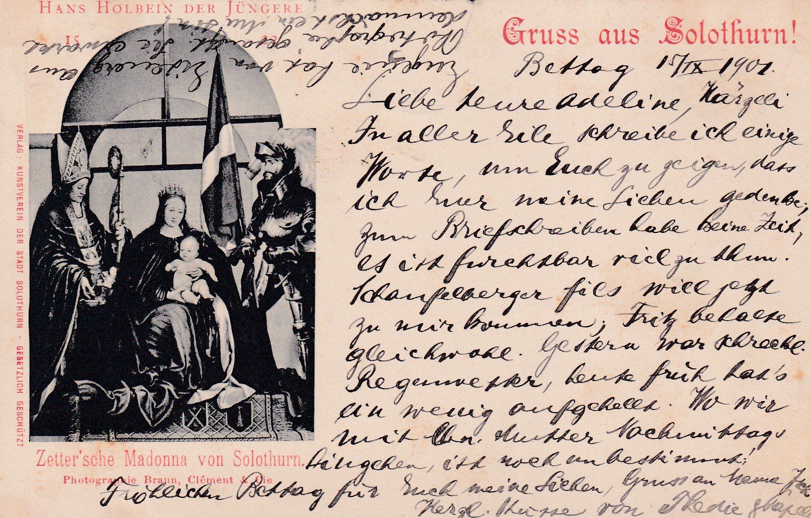 Cartoline postali: Gruss aus Solothurn   1901 – Usato da Cormoret venduto da Pascalll2001
