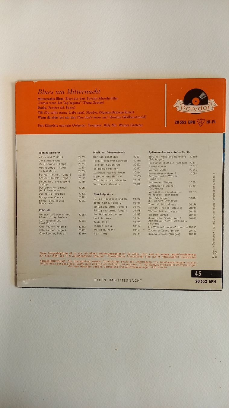 Schallplatten: Schallplatte Polydor 20352 EPH "Blues um Mitternacht" – Gebraucht aus St. Gallen von Bir_Rer 1
