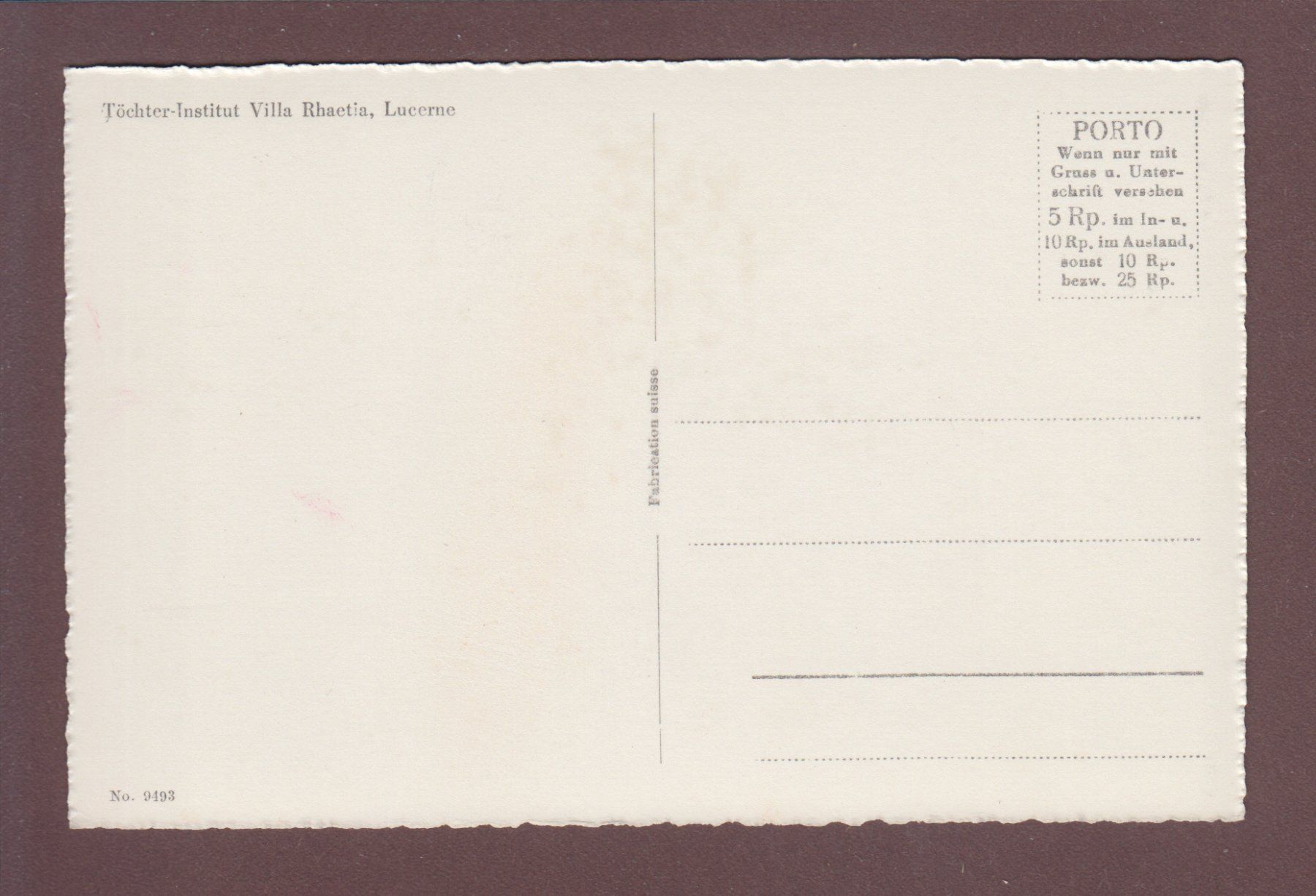 Cartoline postali: LUZERN - Institut Villa Rhaetia – Usato da Pully venduto da nicecards 1