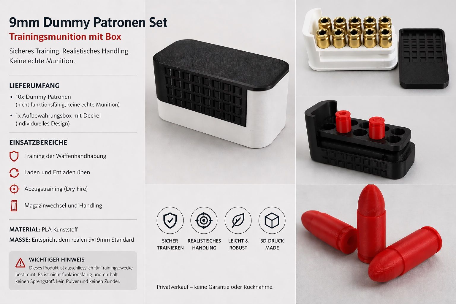 Giocattoli: Puffer-Patronen Cal. 9mm Para Trainingsmunition mit Box – Nuovo (secondo la descrizione) da Richterswil venduto da Tamas_K